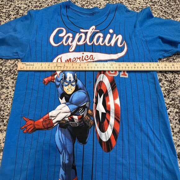 Marvel Captain America Youth/Kids Super Hero Fun Size L Blue Short Sleeve TShirt - Picture 5 of 7